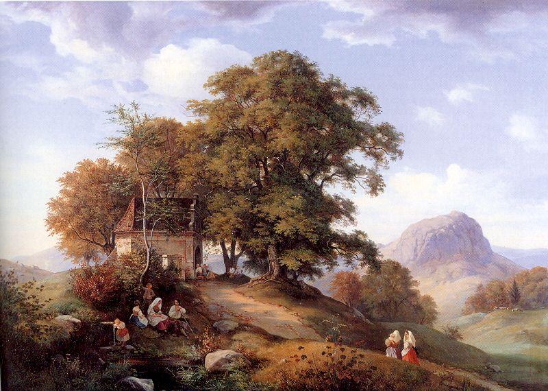 Oehme, Ernst Ferdinand An Autumn Afternoon near Bilin in Bohemia Germany oil painting art